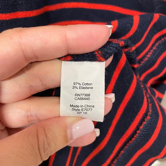 J.Crew Womens Striped Stretch Cotton Shift Dress 3/4 Sleeve Blue Red Size Small - Picture 5 of 8